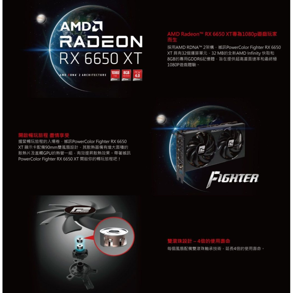 ~協明~ 撼訊 RX 6650 XT Fighter 8G GDDR6 128bit AMD 顯示卡-細節圖6