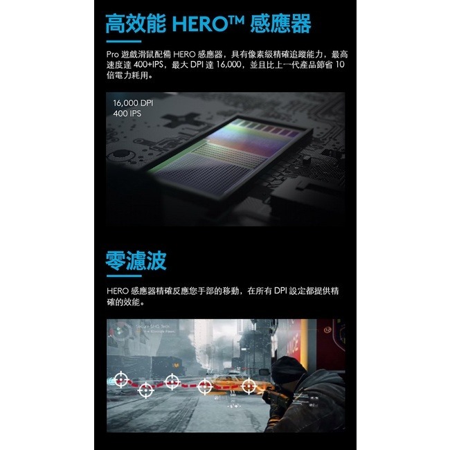 ~協明~ Logitech 羅技Ｇ PRO HERO 25K 遊戲電競滑鼠 25K 感應器 6 個可自訂按鍵-細節圖4