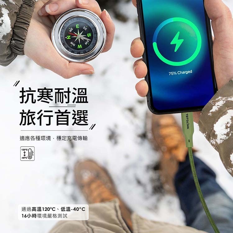 ~協明~ TOTOLINK USB-C - C 60W 強韌快充傳輸編織線 1米 MIT-細節圖5