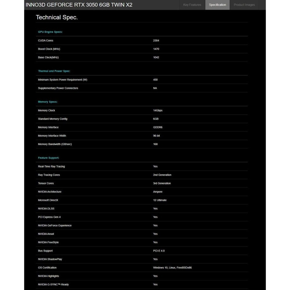 ~協明~ INNO3D GEFORCE RTX 3050 6GB TWIN X2 顯示卡-細節圖5