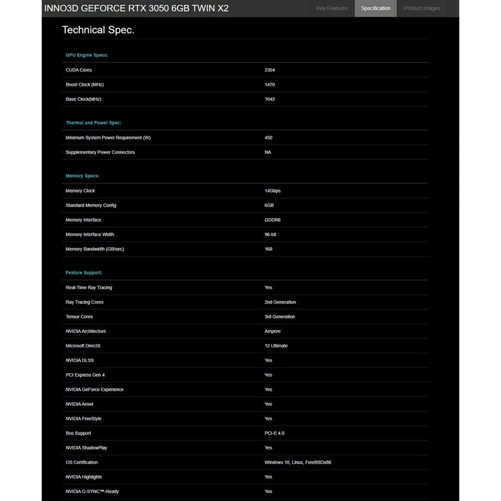 ~協明~ INNO3D GEFORCE RTX 3050 6GB TWIN X2 顯示卡-細節圖5