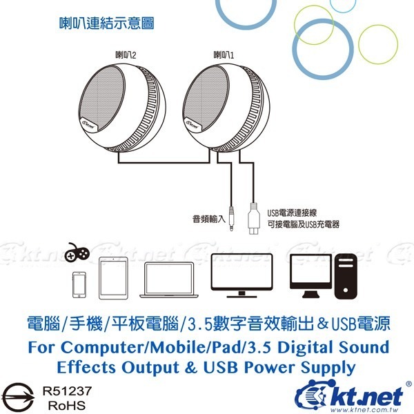 ~協明~ kt.net Q7 二件式USB LED七彩燈多媒體喇叭 / LED七彩炫光 立體環繞音效-細節圖5