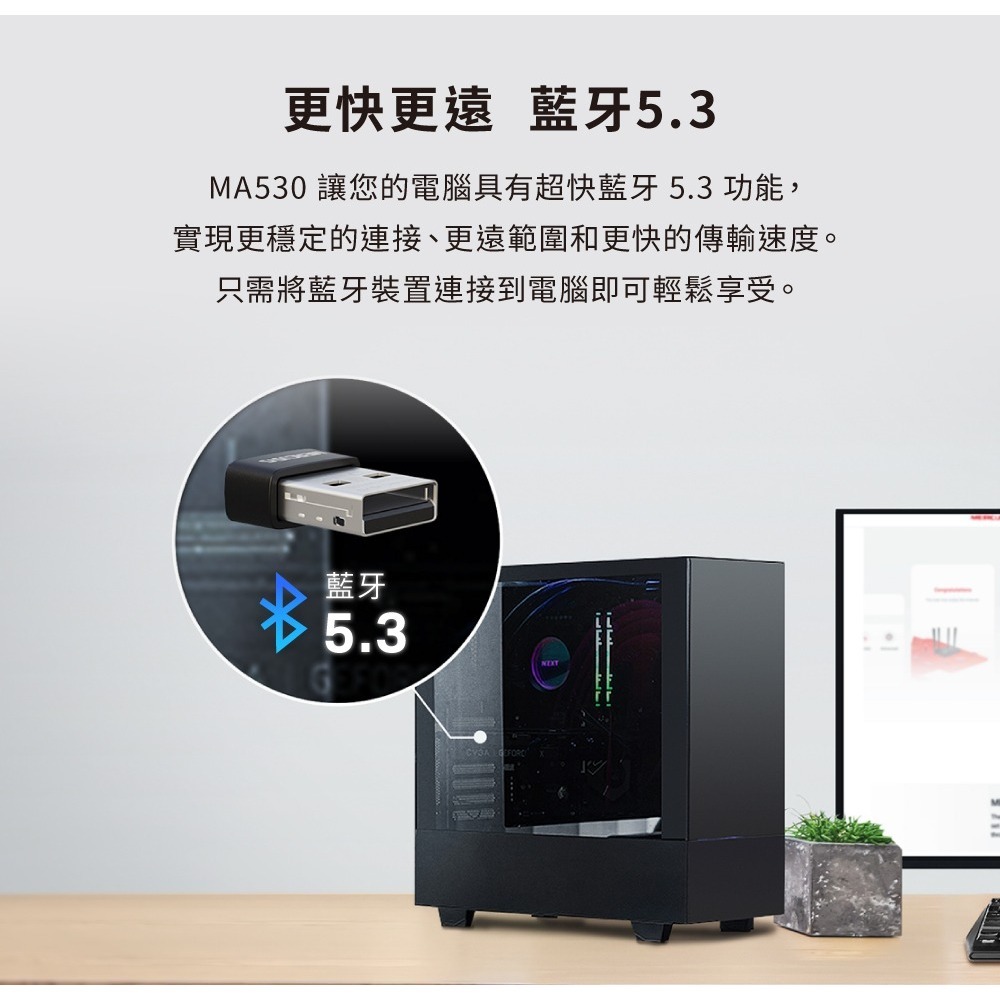 ~協明~ Mercusys 水星MA530 微型USB 迷你藍牙5.3接收器-細節圖3