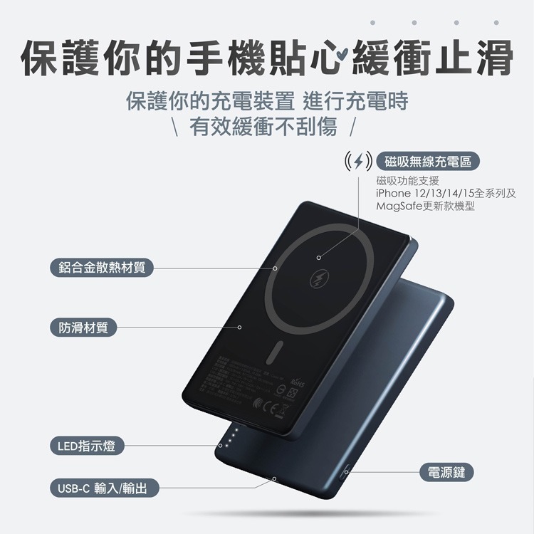 ~協明~ TOTOLINK M5 5000mAh超薄磁吸無線快充行動電源-細節圖6