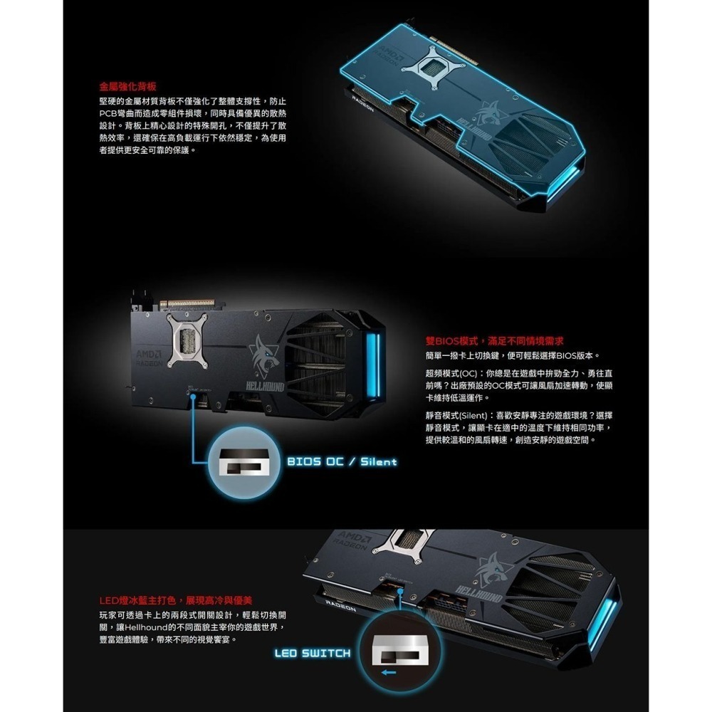 ~協明~ 撼訊Hellhound RX9070XT 16G-L/OC 16G GDDR6 顯示卡-細節圖4