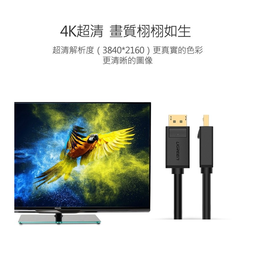 ~協明~ 綠聯 3M DP傳輸線 Display Port 1.2版 鍍金不生鏽傳輸更穩定 告別閃爍水波紋 10212-細節圖2
