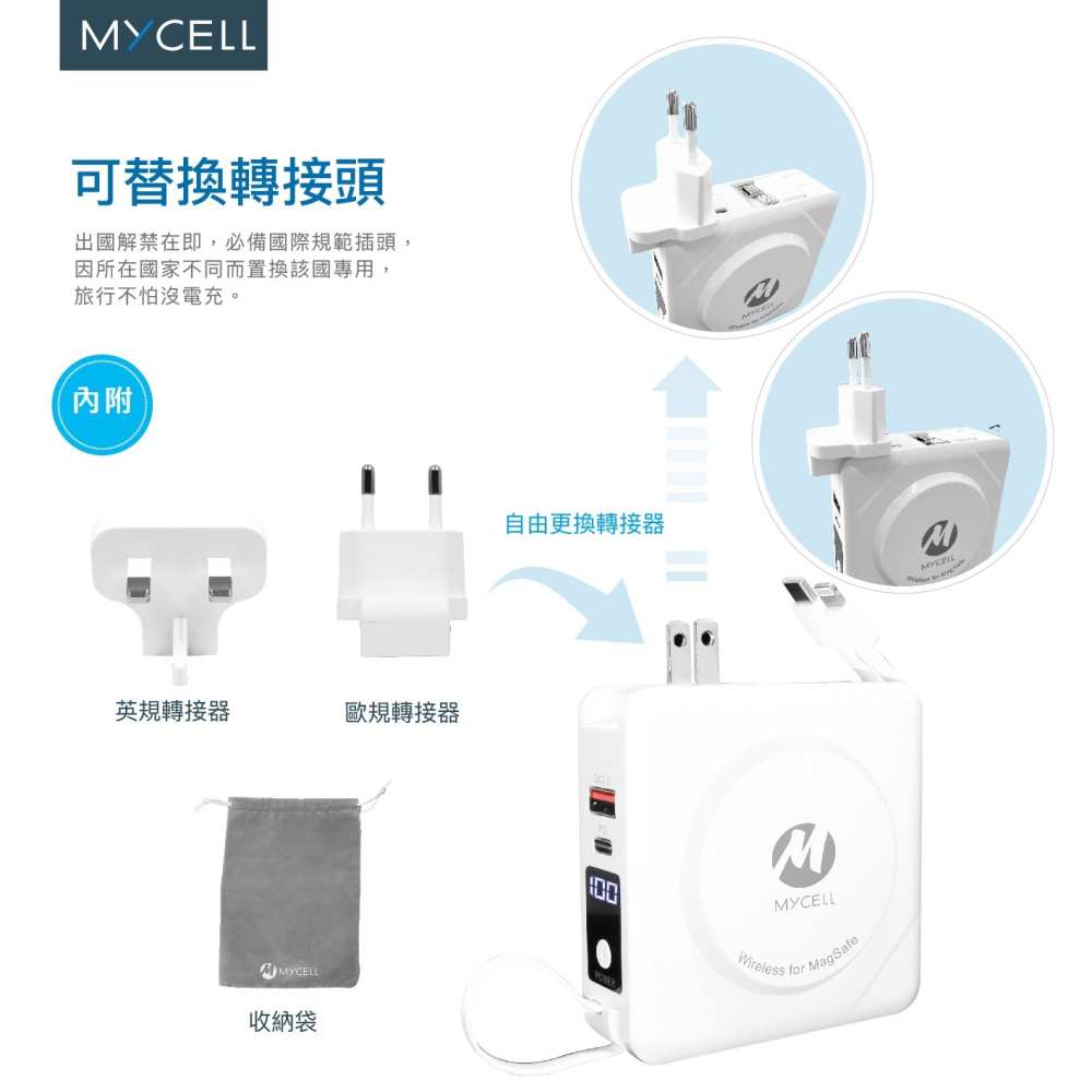 ~協明~ MYCELL Zues Pro 10000 多功用無線行動電源 粉-細節圖9