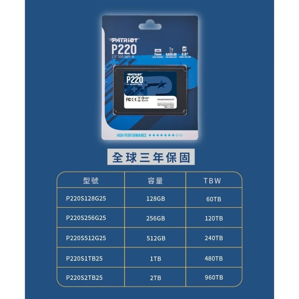 ~協明~ PATRiOT 美商博帝 P220 256G 2.5吋 SSD固態硬碟-細節圖7