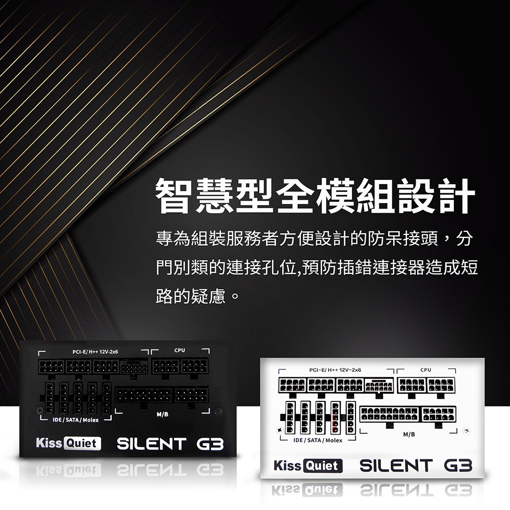~協明~ Kiss Quiet 凱斯克 Silent G3 750W(ATX 3.1)金牌 全模組 電源供應器 白-細節圖7