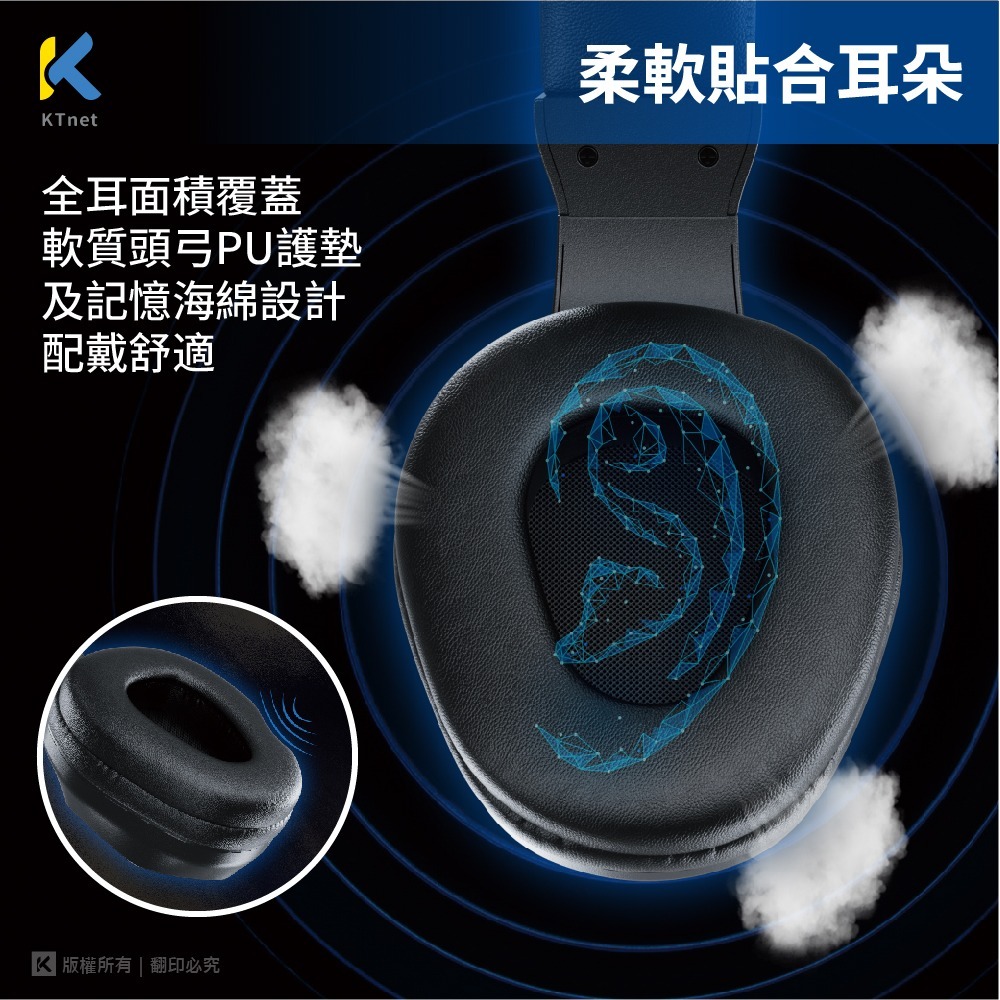 ~協明~ KTnet HP700U 黑爵輕電競2IN1全罩電腦耳機麥克風 3.5*2+USB-細節圖5
