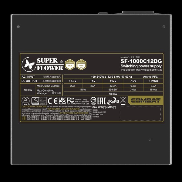~協明~ 振華 COMBAT DG 750W 1000W 金牌 7年保固 ATX 3.1 電源供應器-規格圖5