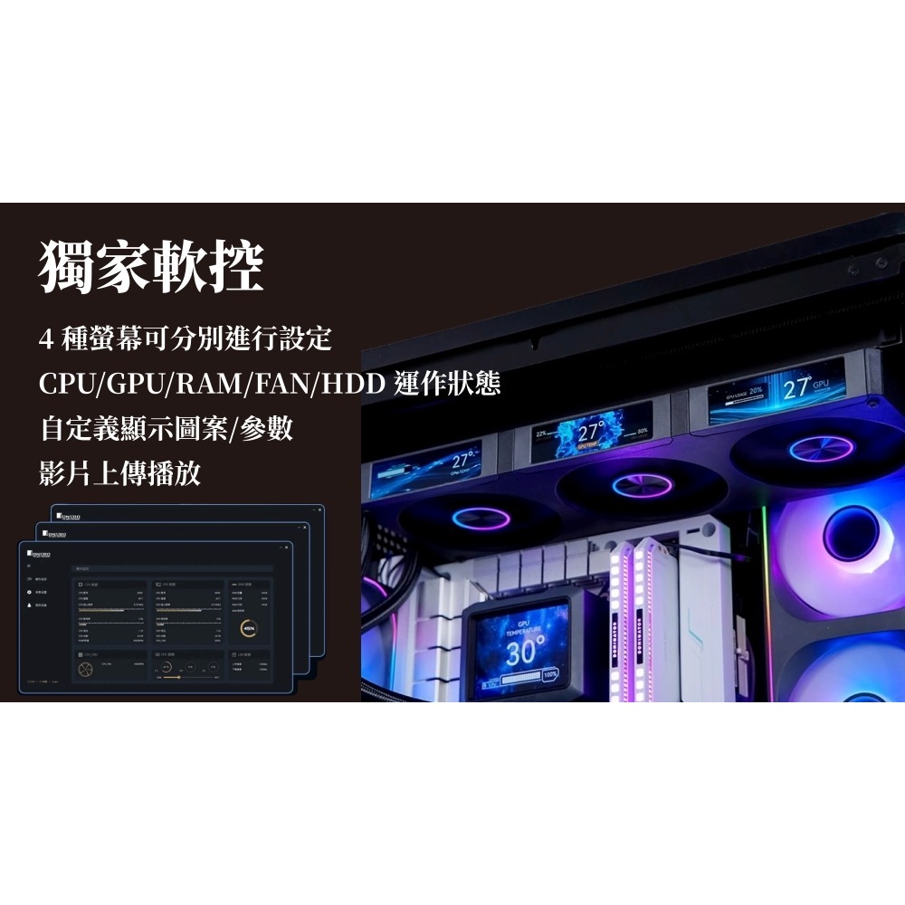 ~協明~ JONSBO 喬思伯 TF3-360 IPS 液晶 4 螢幕套組 黑/白 TDP:325W-細節圖6