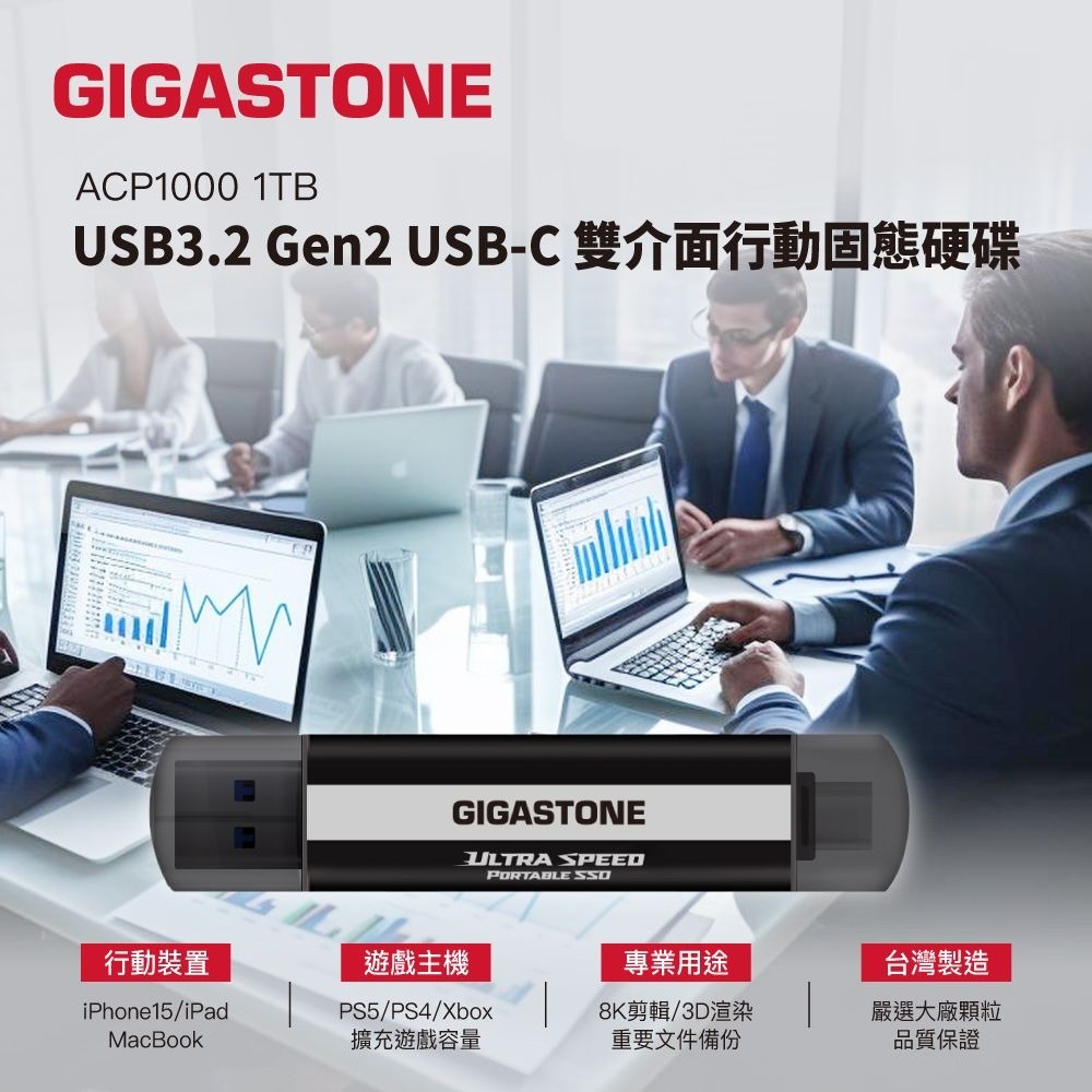 ~協明~ Gigastone 立達 USB3.2 Gen2 Type-C雙介面行動固態硬碟1TB-細節圖3