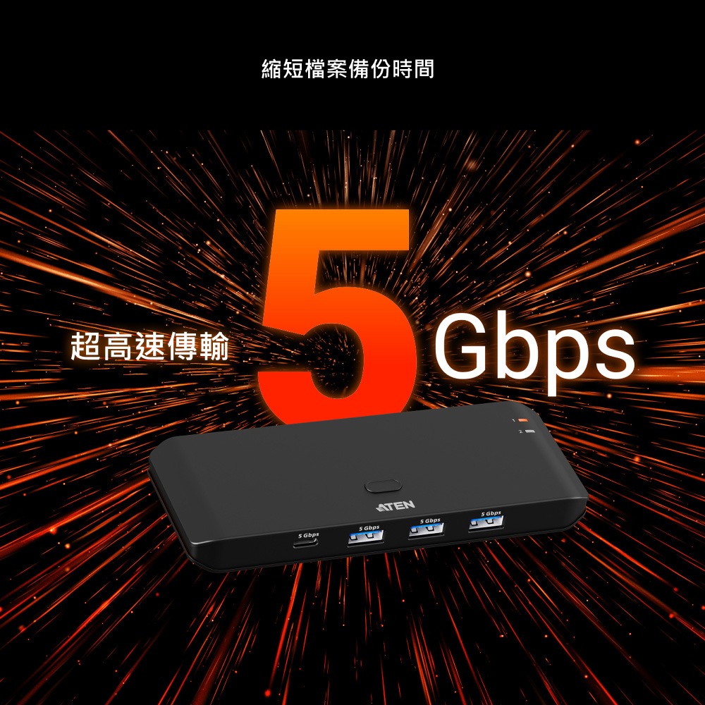 ~協明~ ATEN US5324 USB+C主機共享4組USB設備5Gbps+切換鍵-細節圖4
