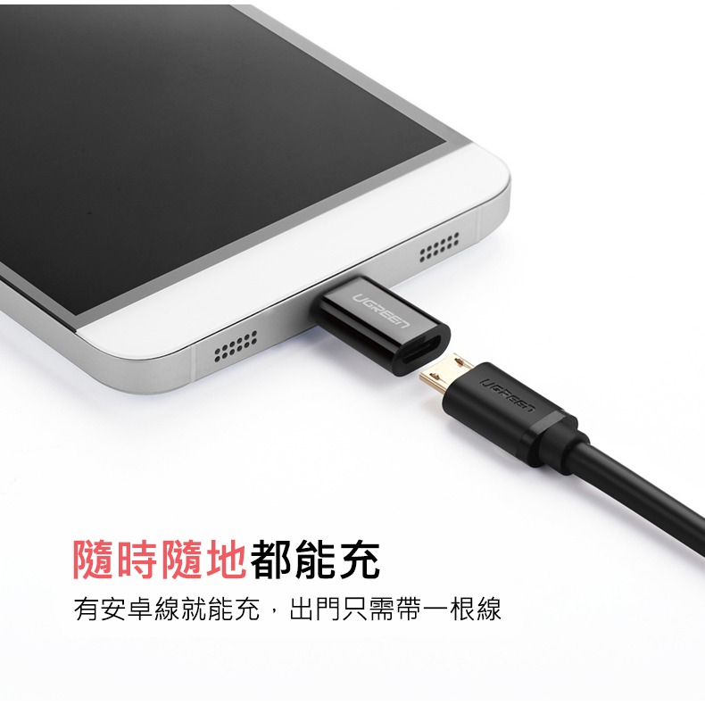 ~協明~ 綠聯 USB Type-C轉接頭 快充款 黑色 30391-細節圖3