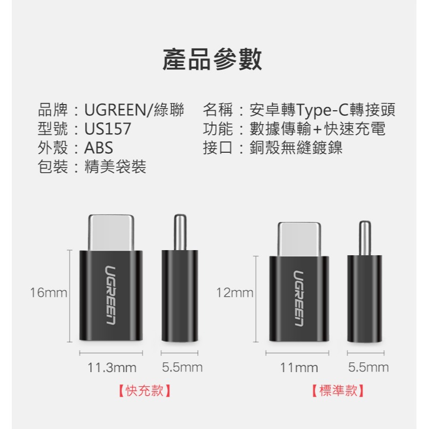 ~協明~ 綠聯 USB Type-C轉接頭 快充款 黑色 30391-細節圖9