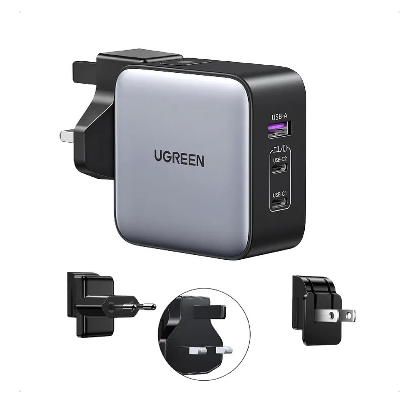 ~協明~ 綠聯 65W 三孔氮化鎵快充充電器 2C1A多國轉接版【使用南芯晶片】-細節圖2