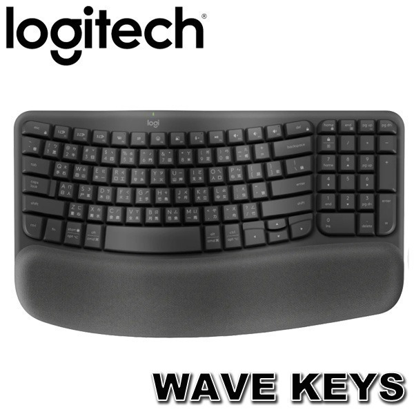 【MR3C】現貨含稅 羅技 WAVE KEYS 人體工學鍵盤 wave keys 無線藍牙鍵盤 台灣公司貨 中文注音版-規格圖1