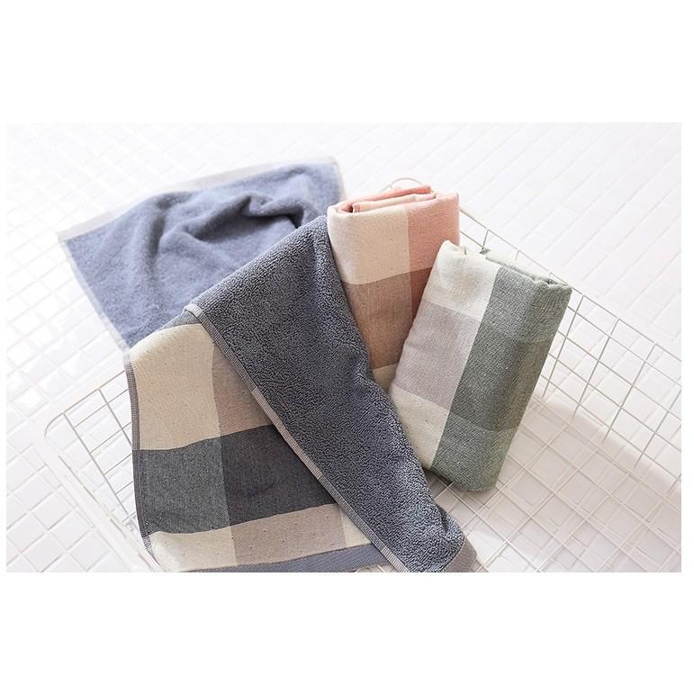 格子純棉布 🌱 柔軟 吸水洗臉 英倫格 無印風純棉復古大格子 透氣柔軟 日式格子 情侶 成人-細節圖3