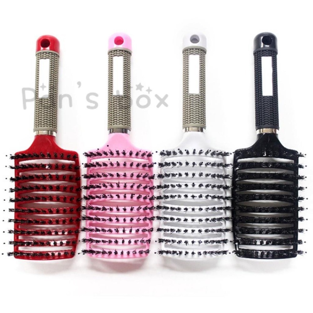 大彎鬃毛排骨梳 💖 梳子 鬃毛梳 按摩大彎梳 頭皮按摩 防靜電耐高溫 美髮造型梳 弧形蓬鬆氣墊梳 大背頭油頭梳 捲髮梳-細節圖5