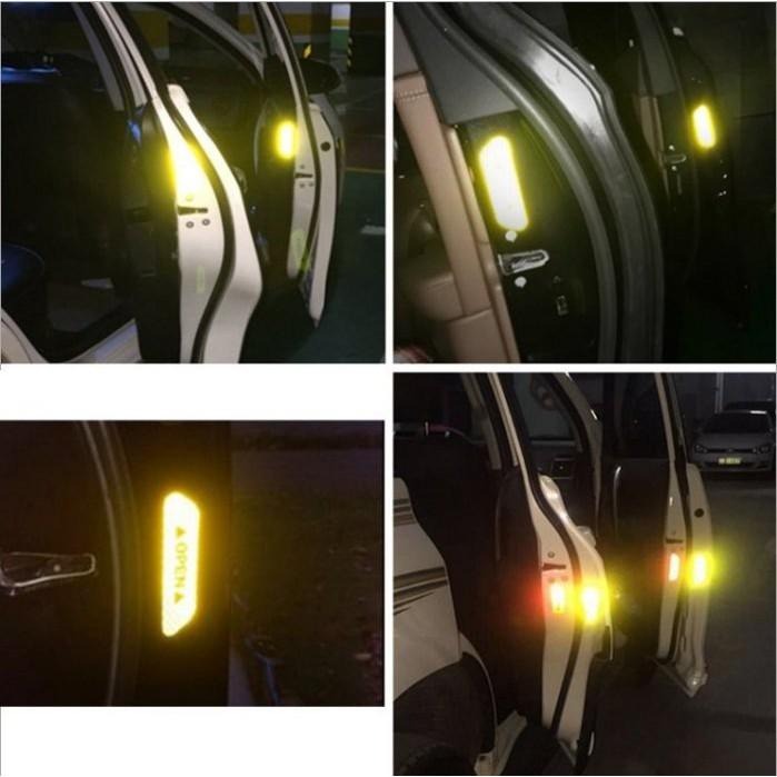 OPEN車門反光警示貼 4片入 雷射貼紙 OPEN防撞貼 反光車身貼 車門反光 車門車輛開啟警示Pans 安全警示反光貼-細節圖6