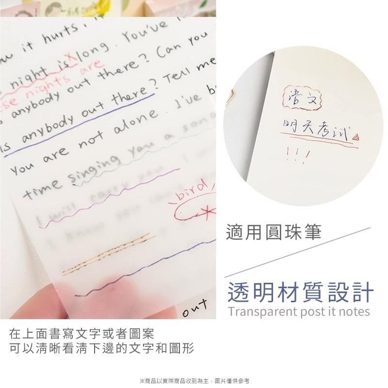 無印風透明便利貼 便利貼 透明便利貼 便條紙 N次貼 透明便條紙 備忘錄 標籤 筆記紙 便簽紙 方格便利貼 隨身筆記貼-細節圖2