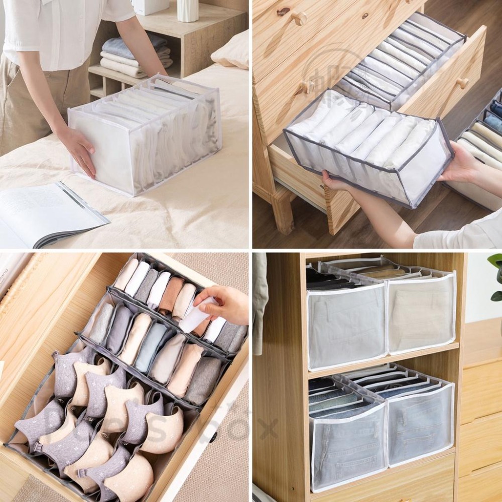 出清 簡約衣物收納格 衣褲收納袋 抽屜收納盒 內衣收納 領帶收納盒 內褲收納 襪子收納 衣櫃分隔 衣服分類收納格-細節圖5