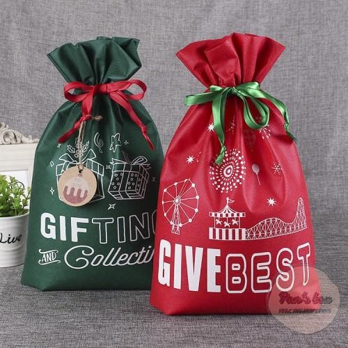 聖誕不織布抽繩禮物袋 紡布聖誕禮物袋 防塵袋 交換禮物包裝 聖誕禮物 耶誕收納袋 {吊牌為拍攝使用} 包裝禮物 聖誕送禮-細節圖3