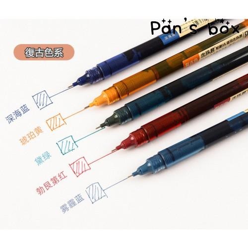 走珠筆 直液式 輕復古 速乾筆 速乾彩色中性筆水筆 0.5mm 針管筆 文具 直液式走珠筆 黑碳素筆輕復古 莫藍迪色筆-細節圖4