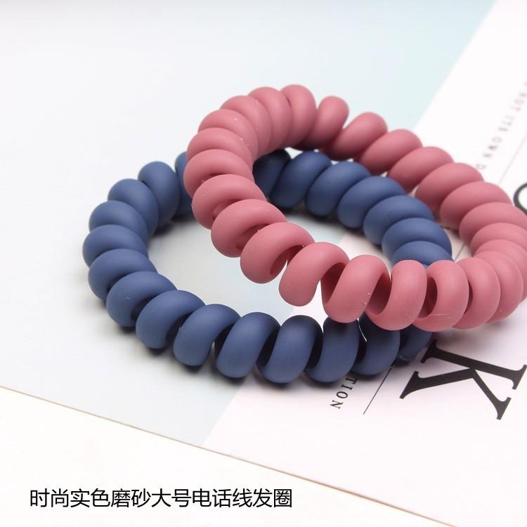 磨砂電話線髮束 電話線髮圈 電話繩髮圈 韓版髮束 電話線髮圈 韓系髮式 髮飾 髮束 綁頭髮 橡皮筋 不咬頭髮 高質感髮圈-細節圖4