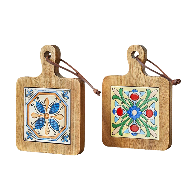 復古風磁磚隔熱墊 🌷 實木花磚隔熱墊 家用復古餐墊 花磚杯墊 隔熱鍋墊 防燙木墊 砂鍋墊 鍋墊 杯墊 碗墊-細節圖2