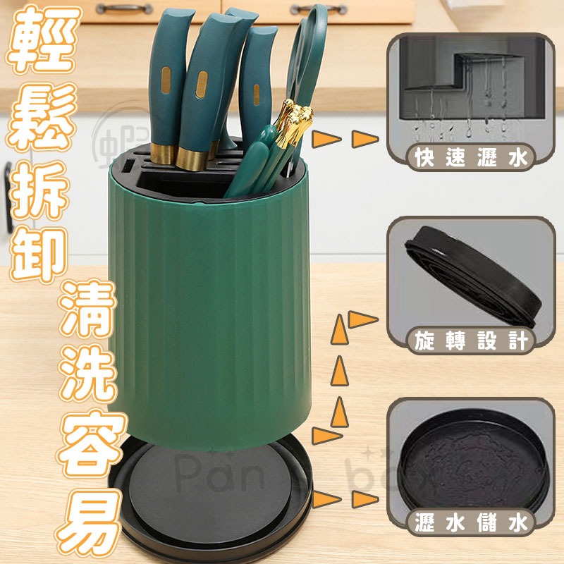 360度旋轉刀架 🔪 廚房用品餐具 菜刀收納架 瀝水筷子筒 瀝水筷子筒 餐具瀝水桶 餐具收納筒 分隔瀝水筒-細節圖4