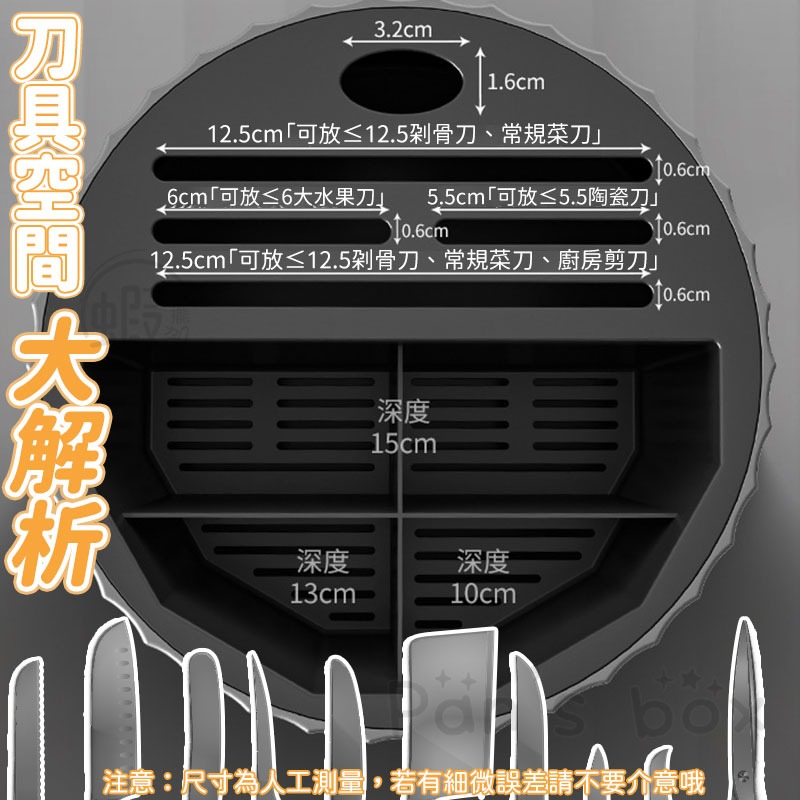 360度旋轉刀架 🔪 廚房用品餐具 菜刀收納架 瀝水筷子筒 瀝水筷子筒 餐具瀝水桶 餐具收納筒 分隔瀝水筒-細節圖7