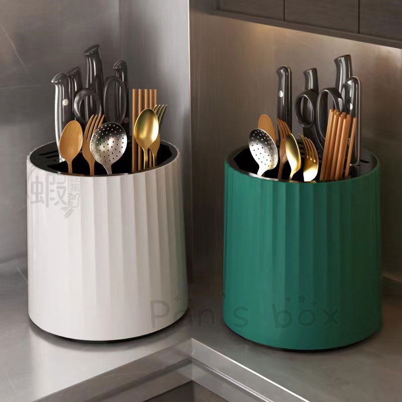 360度旋轉刀架 🔪 廚房用品餐具 菜刀收納架 瀝水筷子筒 瀝水筷子筒 餐具瀝水桶 餐具收納筒 分隔瀝水筒-細節圖8