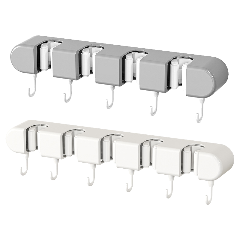 4夾5鉤拖把夾 🧹 多功能拖把掛鈎 免打孔拖把掛架 掛壁式拖把夾 掃把掛鉤 拖把掛鉤 拖把掛勾 浴室收納架 拖把夾-細節圖2