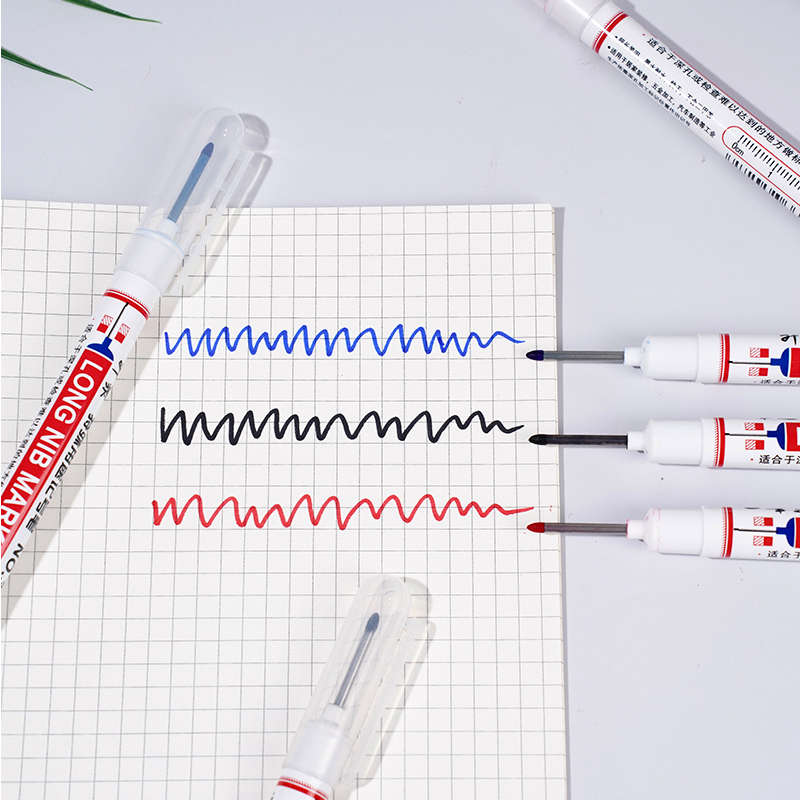 長頭細字記號筆 🖍️ 記號 防水 簽字筆 工程筆 木工記號筆 適用深孔瓷磚 標記筆 衛浴安裝 記號筆 長頭記號筆-細節圖9