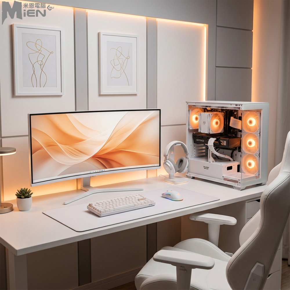 AMD R5-7500F RTX3070 炫光燈效海景房黑白機殼米恩電腦主機-細節圖2