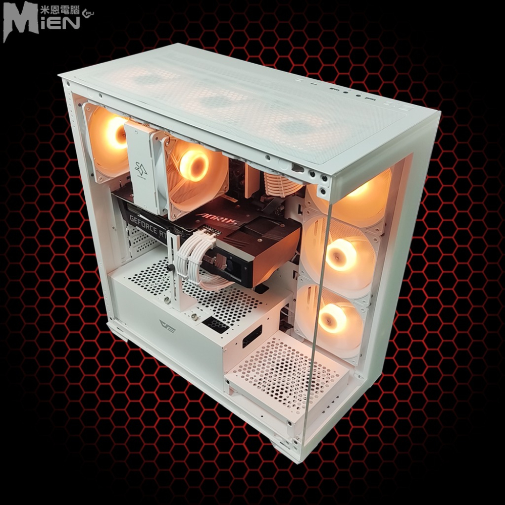 AMD R5-7500F RTX3070 炫光燈效海景房黑白機殼米恩電腦主機-細節圖3