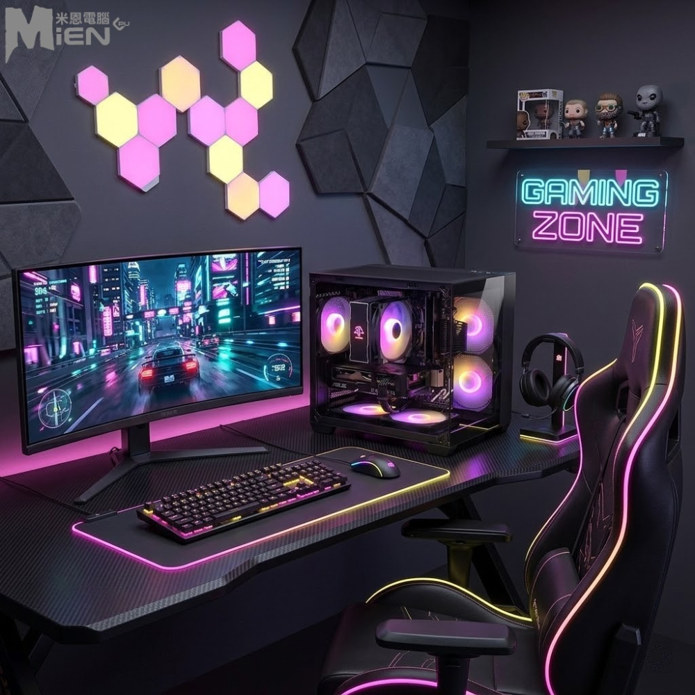 AMD R5-7500F RX9060XT 遊戲電競黑色機殼米恩電腦主機-細節圖2