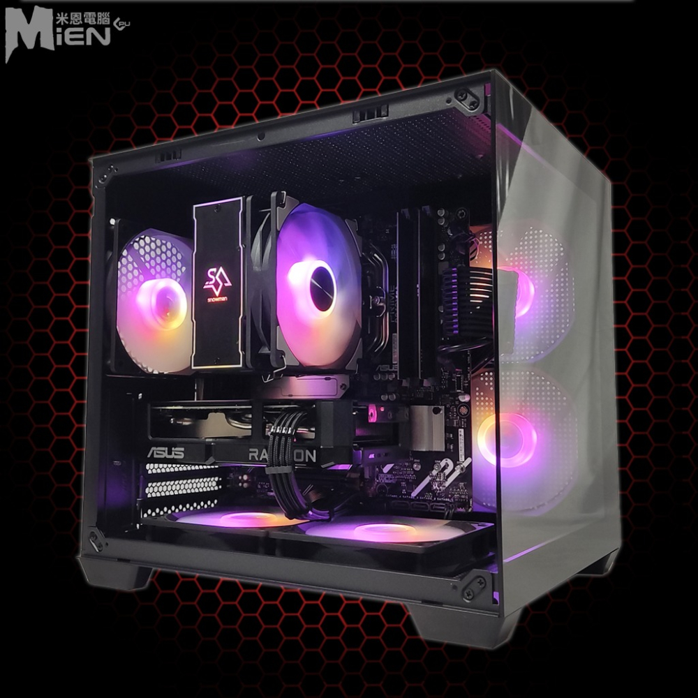 AMD R5-7500F RX9060XT 遊戲電競黑色機殼米恩電腦主機-細節圖4