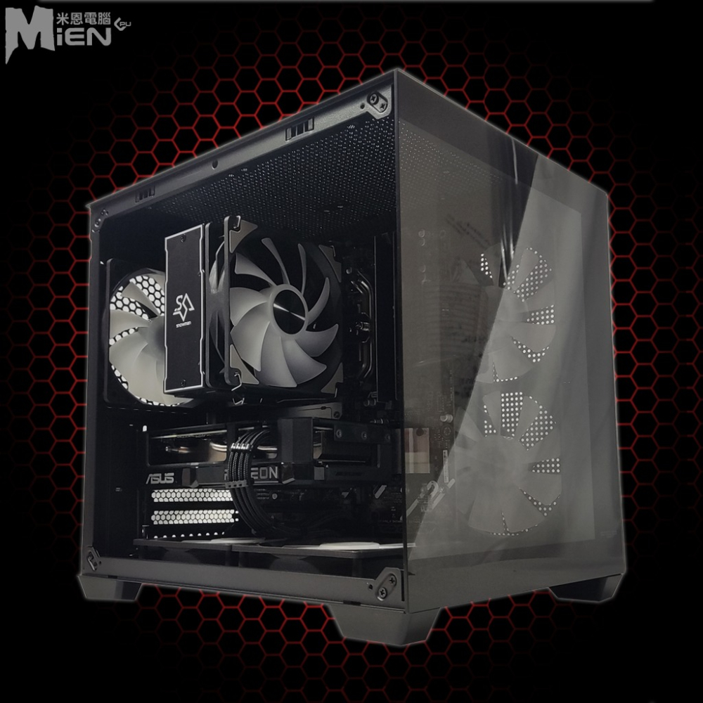 AMD R5-7500F RX9060XT 遊戲電競黑色機殼米恩電腦主機-細節圖5