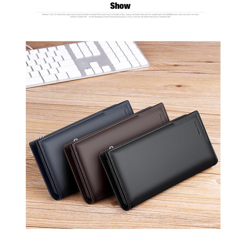 MiYA Carey 歐美牛皮真皮18層卡片位男錢包長夾 黑咖啡藍色 W0071-細節圖3