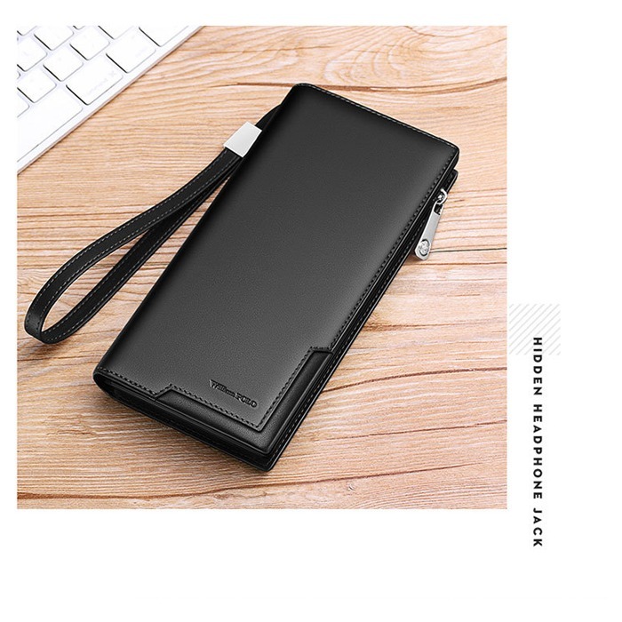 MiYA Carey 歐美牛皮真皮18層卡片位男錢包長夾 黑咖啡藍色 W0071-細節圖4