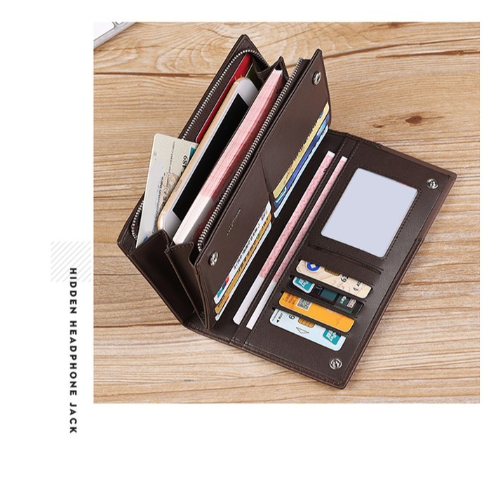 MiYA Carey 歐美牛皮真皮18層卡片位男錢包長夾 黑咖啡藍色 W0071-細節圖6