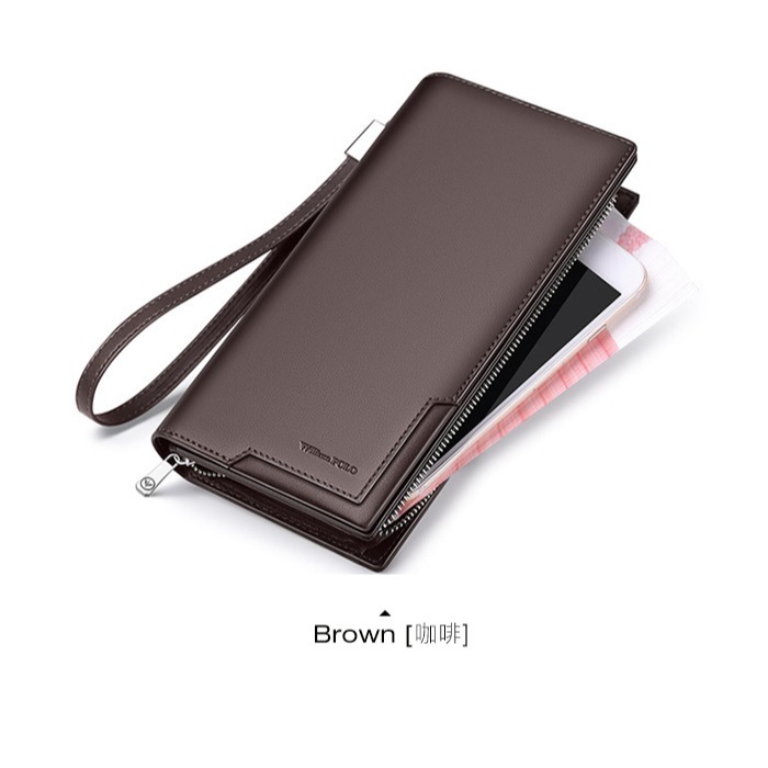 MiYA Carey 歐美牛皮真皮18層卡片位男錢包長夾 黑咖啡藍色 W0071-細節圖9