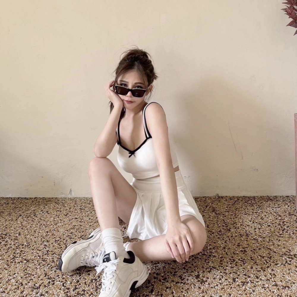 9399獨家甜心蝴蝶結背心百褶套裝-細節圖3