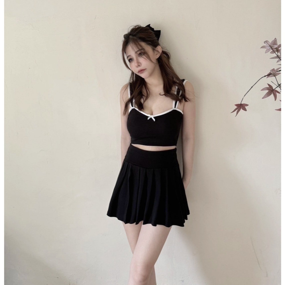 9399獨家甜心蝴蝶結背心百褶套裝-細節圖5