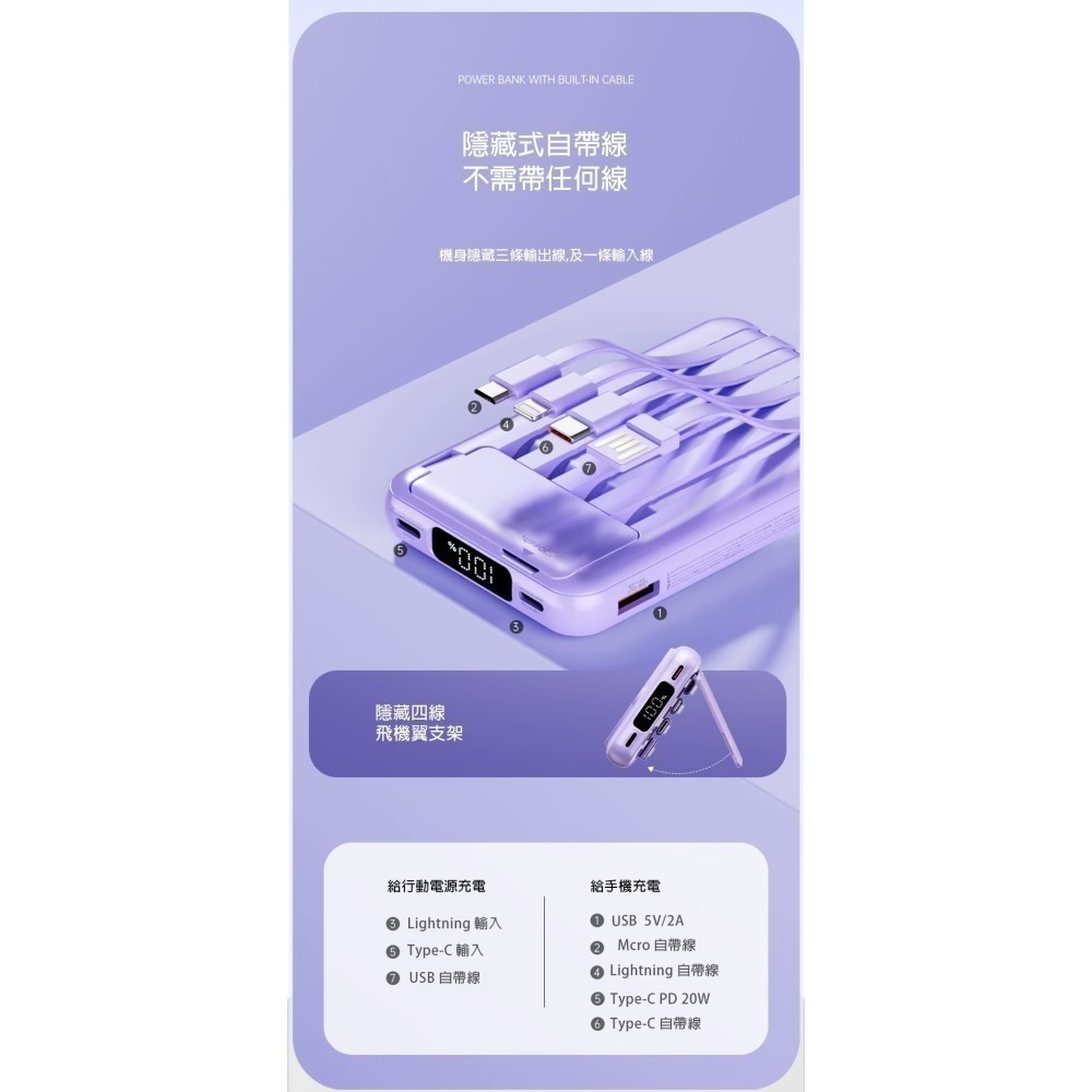 【7-ELEVEN 門市團購】ONAIR 行動電源 自帶線 10000mAh 磁吸 行動充 無線充電 無線充 支架 X1-細節圖3