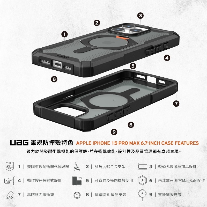UAG iPhone 16 Plus Pro Pro Max 磁吸 耐衝擊支架 經典保護殼 MagSafe 手機殼 軍規-細節圖2