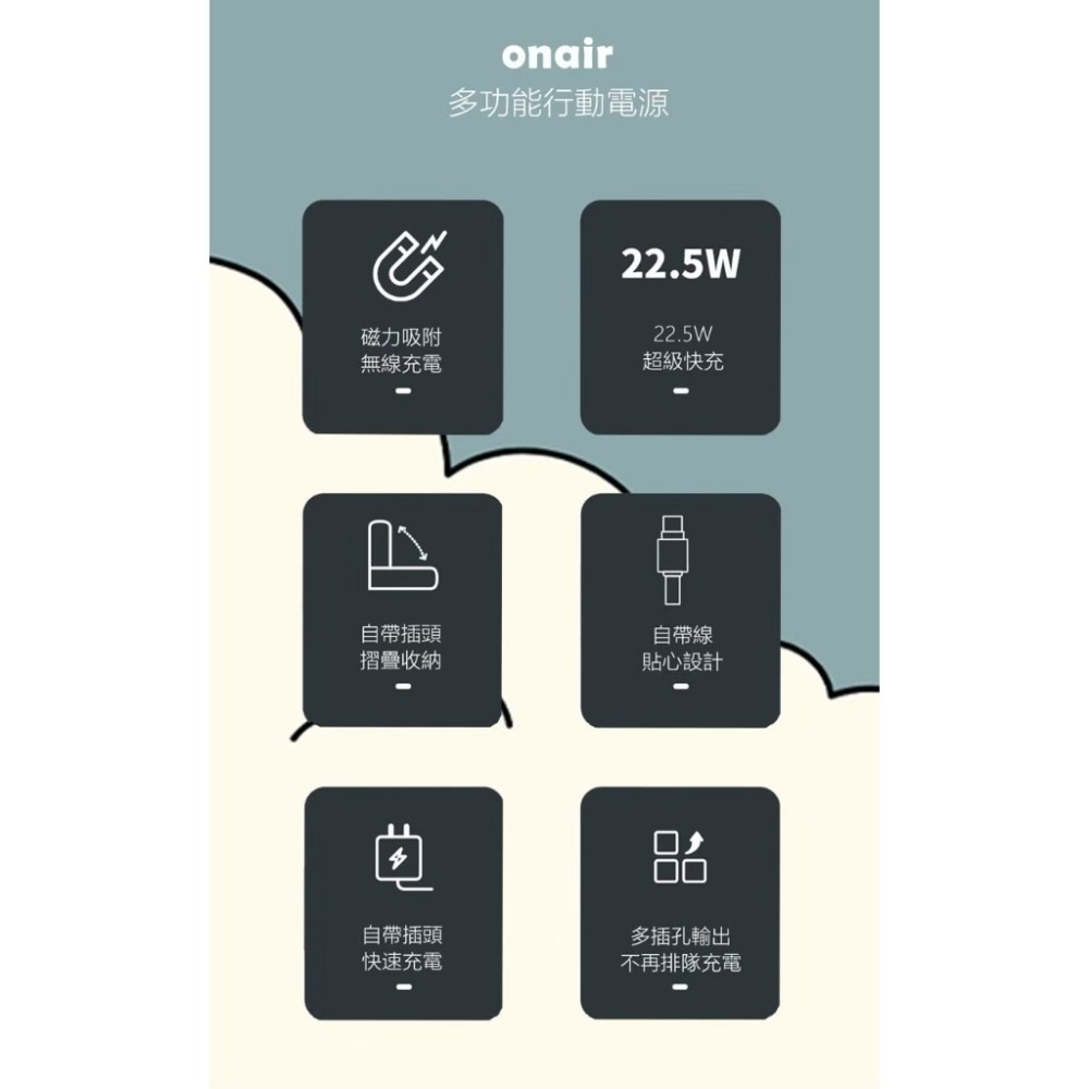 【買一送一】ONAIR 萬能充 行動電源 磁吸 自帶線 15000mAh 插頭 無線充電 支架 行動充 五色 F11A-細節圖11